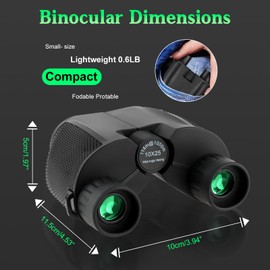 FOCUHUNTER 10x25 Compact Binoculars with Case Focus Wheel Multicoated BAK9 Prism Telescope Waterproof Bird Watching Optics for Hiking Travel Concert Sports Adults Kids (Black)