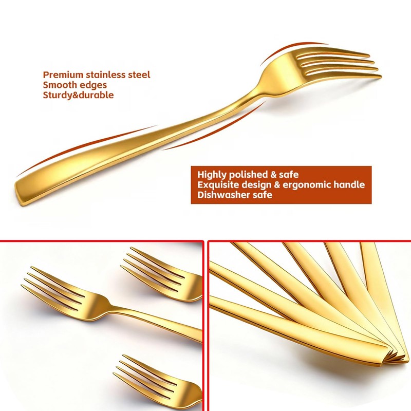 tiokin 6 Piece Dinner Forks Set, Food-Grade Stainless Steel Forks