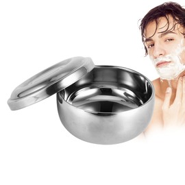 Shaving Bowl with Lid, Men's Wet Shaving Soap Cup Bowl Silver Metal Face Care Healthcare Shaving Tool