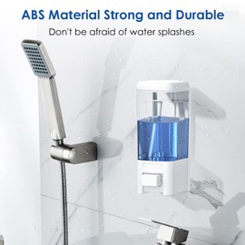 KESTERRA Manual Soap Dispenser, 17oz/500ml Wall Mount Soap Dispenser, Large Capacity Kitchen Bathroom Hand Soap Dispenser, Commercial Refillable Shampoo Shower Gel Lotion Dispenser, White