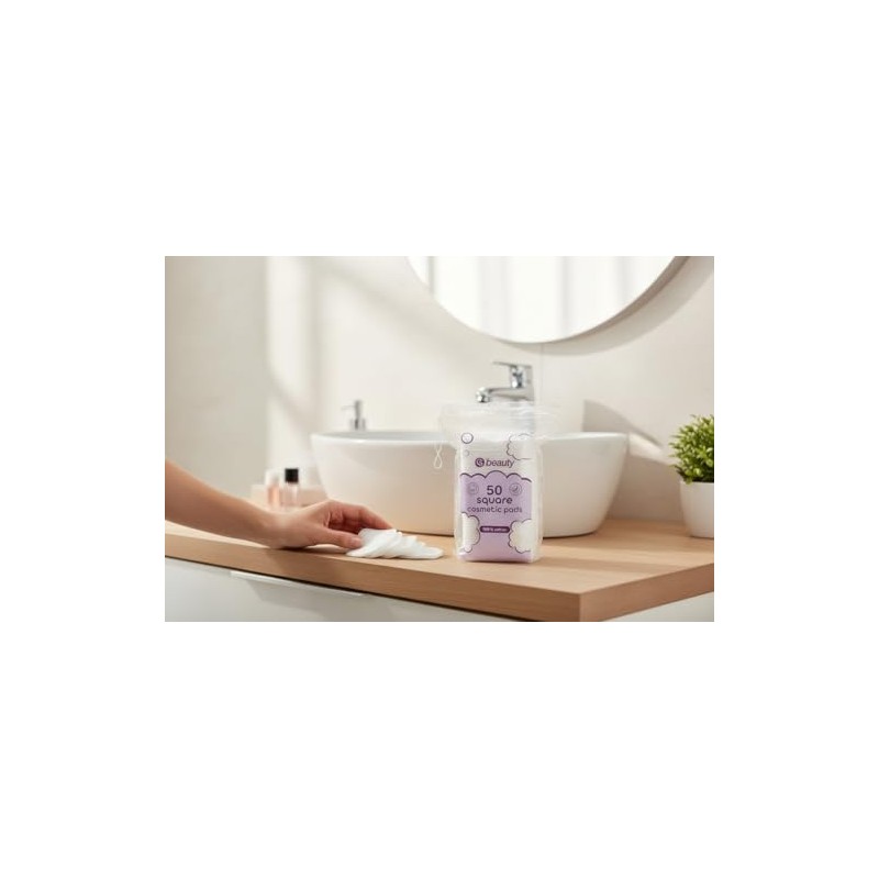 600 Cotton Cosmetic Pads, Square Shape, (12 x 50 Count),
