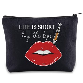 G2TUP Aesthetic Nurse Makeup Bag Plastic Surgery Nurse Gift Life Is Short Buy The Lips Aesthetic Nurse Zipper Bag (IS SHORT ca)