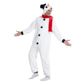 HSCTEK Snowman Onesie Adult, Christmas Onesie Pajamas Women Men, Family Snowman Costume Teen Large