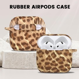 inewateri for AirPods 4th Generation Case with Cleaner Kit Soft, Cute Aesthetic Leopard Print Silicone Shockproof Keychain Girls Women Case Cover for Airpods 4(2024)-Brown