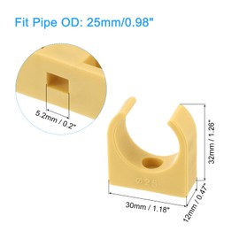 QUARKZMAN Pack of 100 U-shaped pipe clamps, PPR pipe clamps, clips, U-shaped pipe clamp, suitable for 25 mm/0.98 inch OD water pipes and hoses, yellow