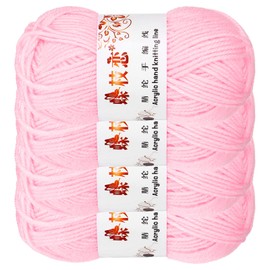 sourcing map 4PCS Crocheting Yarn, Pink 4 Ply Acrylic Yarn 200g Sport Weight Yarns Bulk Soft and Fluffy Yarns for Knitting DIY Crochet Handicraft Blankets Gift,394 Yards Total