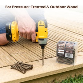 #8 x 2 Deck Screws, Square Drive Bugle Head, Brown Ceramic Ruspert Coated Exterior Wood Screws for Pressure Treated Lumber, Corrosion Resistant, 500 Piece Box