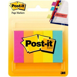 Post-it Page Markers, Assorted Colors, 1/2 in x 2 in, 50 Sheets/Pad 5 Pads/Pack