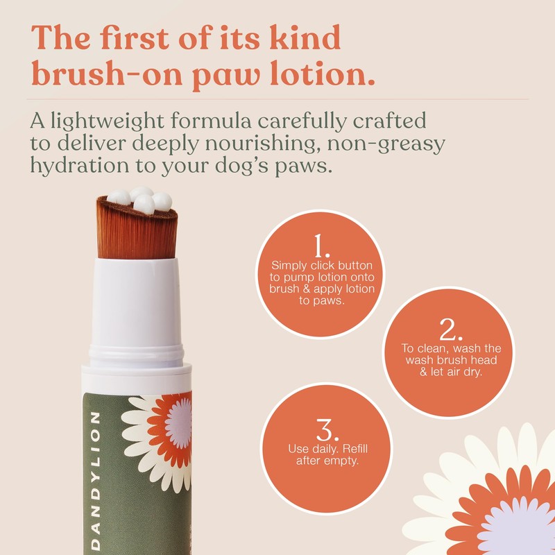 Dandylion Soft Paws | Paw Lotion with Brush | Dog