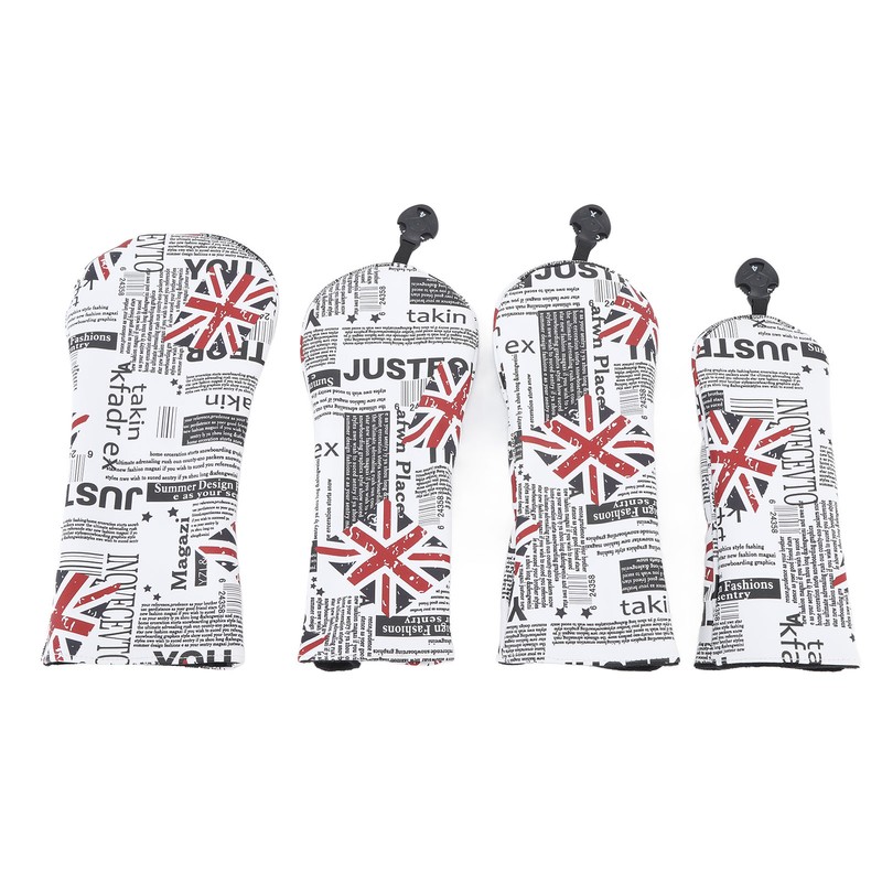 4Pcs UK Flag Print Golf Club Head Cover PU Golf