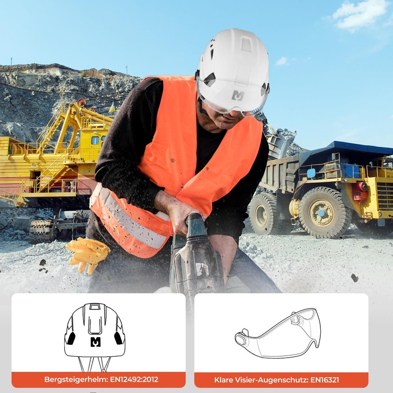 Mustbau Hard Hat Construction Safety Helmet Vented Lightweight Hardhat with