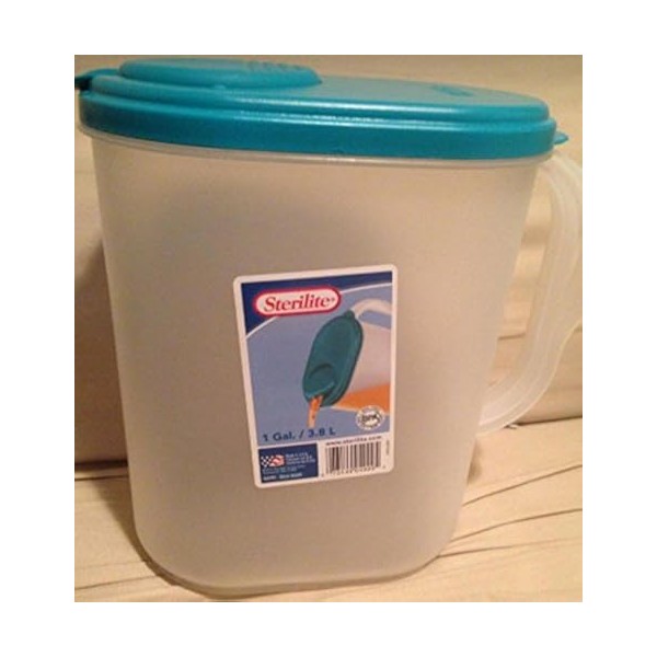 Sterilite Plastic Pitcher Water Jug Drink Dispenser Blue Atoll Lid
