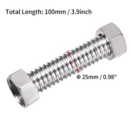 uxcell Corrugated Stainless Steel Flexible Water Line 3.9inch Long G1 Female Threaded Connector with Washer