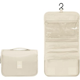 Hanging Toiletry Bag for Travel Cosmetic Makeup Organzier Waterproof Bathroom Shower Bag for Women and Men Cactus (Beige, 23 * 18.5 * 8.5CM)