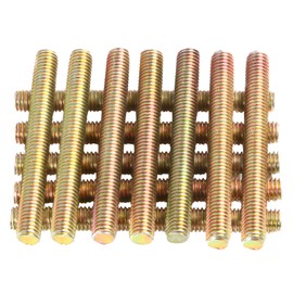 HiPicco 5/16" x 4-1/2" Fully All Threaded Rod Studs, 12pcs Carbon Steel Color Zinc Finished Right Hand Thread Screws for Furniture Garden Railing Mounting Assembly, Fastening Steel Frame Connections