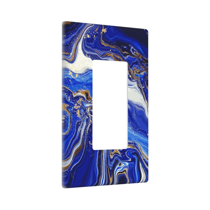 Blue Marble Gold Texture Decorative Outlet Cover Single Rocker Light