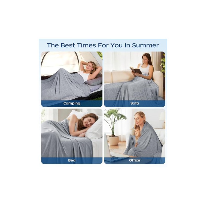 Cooling Blanket, Ice Silk Cooling Blankets for Sleeping, Self-Cooling, Q-Max