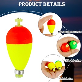 20 Pcs Fishing Bobbers Floats Set 2 Inch EVA Snap-on Fishing Floats Weighted Oval Slip Bobbers for Panfish Bluegill Crappie Trout Catfish Freshwater Saltwater Fishing Tackle Accessories, 2 Colors