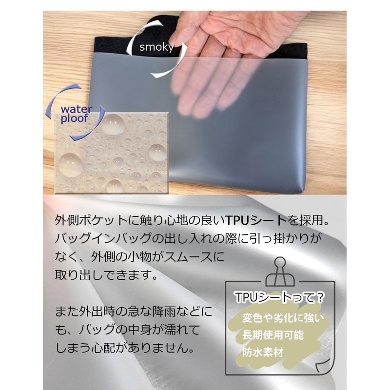 ワイヤーバッグ/ワイヤー編みバッグ用バッグインバッグスクエア型L/M/ミニ/縦長/Zサイズ/防水/ (グレー, ミニサイズ)