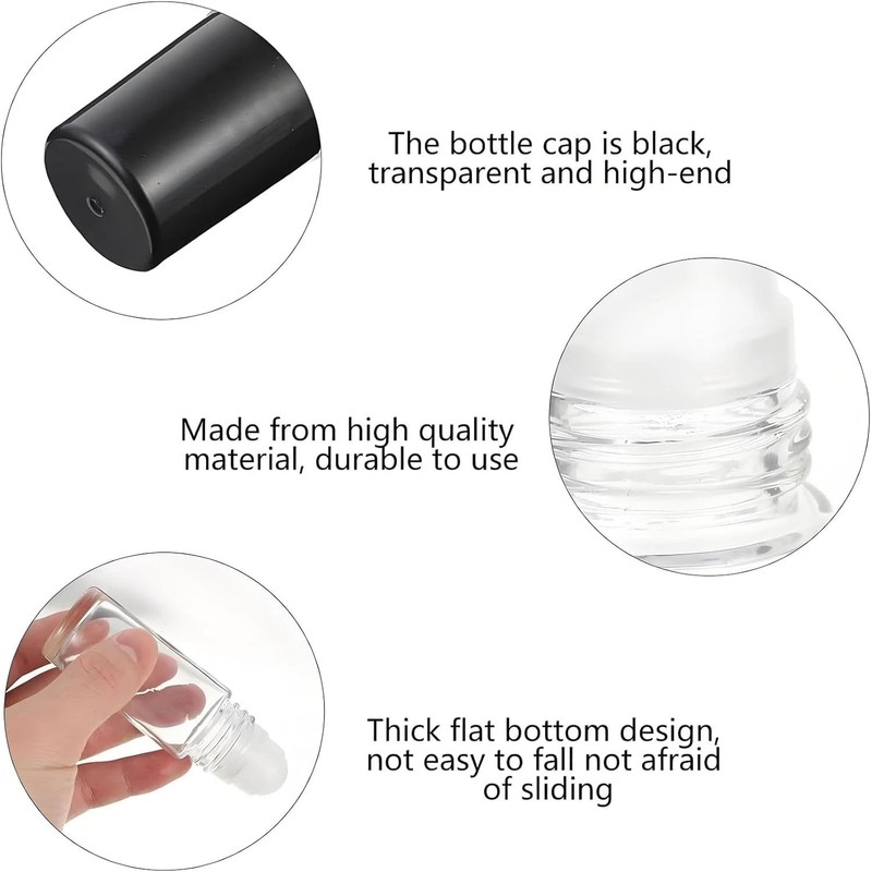 4 Pcs 30ML Clear Empty Glass Essential Oil Roller Bottles