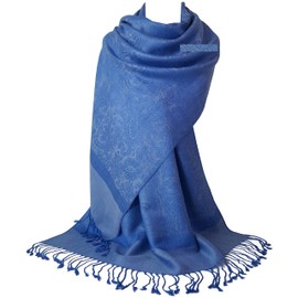 GFM Pashmina Style Floral Paisley Wrap Scarf (P093), P093-frsknl-french sky blue