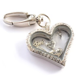 MUM Memorial Keyring. In Memory of Mum Heart Handbag Charm, Key Chain or Bouquet Clip for Wedding. Small Sympathy Gift