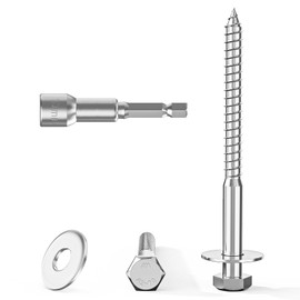 Valorada 20Pcs M6 x 75mm Coach Screws, Hex Head Wood Screws, Heavy Duty Lag Bolts, Concrete Screw, Hex Furniture Bolt, 304 Stainless Steel with Washers and Magnetic Hexagon Socket