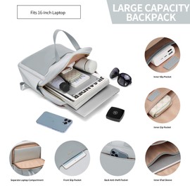 GOLF QUALITY Laptop Backpack, School, Women's Backpack for 14 Inch Laptop, School Backpack with Laptop Compartment for Work, Hiking, Travel, for Men and Women, 12 L, Light Grey