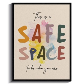 InSimSea Framed Canvas Wall Art, This Is a Safe Space Prints, Therapy School Counselor Office Decor, Therapist School Counselor Gifts, Kids Classroom Sensory Room Mental Health Decor,12x16inch