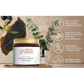 Natural Elephant Moroccan Black Soap With Eucalyptus Essential Oil 200g (7oz)