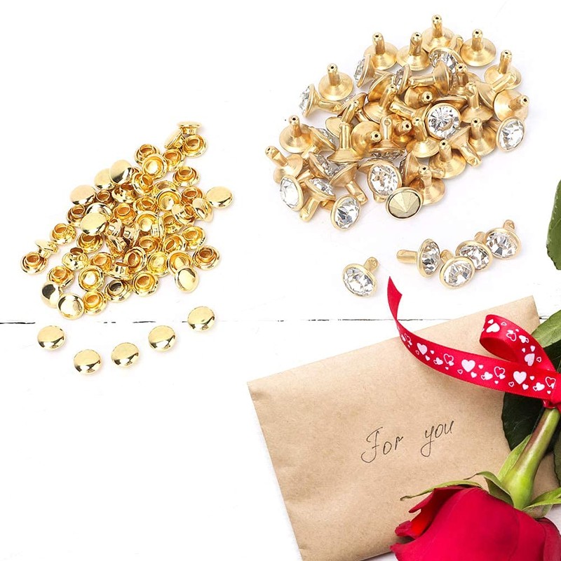 Pack of 50 Rhinestone Stud Earrings, Crystal Rivets, Rhinestone Diamond