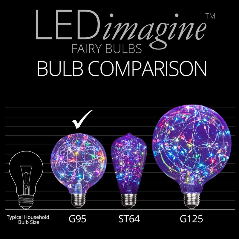 LEDimagine Fairy String Light Bulb, LED Globe Light Pendant, RGB