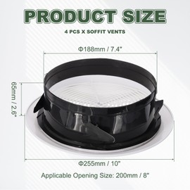 PATIKIL 8 Inch Round Air Vent Cover, 4 Pcs ABS Louver Soffit Vents with Screen Adjustable Ceiling Diffuser Grill Cover for Bathroom Kitchen Home Office Ventilation