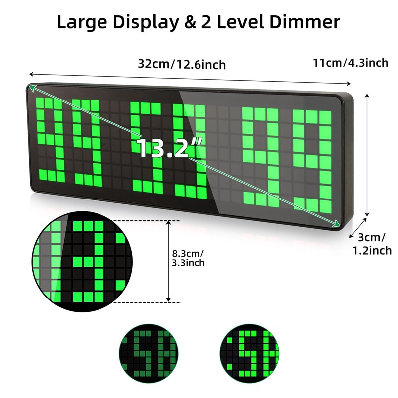 AnExer 13.2'' Gym Timer, Gym Clock, Large LED Digital Wall
