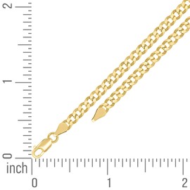 JewelryWeb 925 Sterling Silver Solid Super Flat Comfort Curb Chain Yellow 3.7mm Bracelet 7 Inch Link-Bracelet for Women and Men