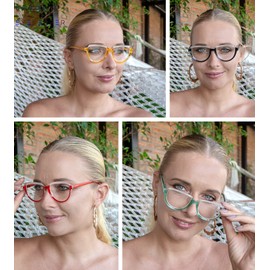 Eyekepper 4 Pack Reading Eyeglasses for Women Large Frame - Oversize Ladies Half Moon Glasses +0.00