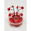 Teddy Bear Couple Glass Crystal Ornament - Red Colour HG19077