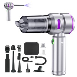 Car Vacuum,4-in-1 Mini Cordless Vacuum Cleaner with 3 Suction Modes&23000pa Suction,Portable Handheld Vacuum with LED Light,Multi-Nozzles&Brushless Motor&Air Dusters,TypeC for Car/Home/Pet/Office