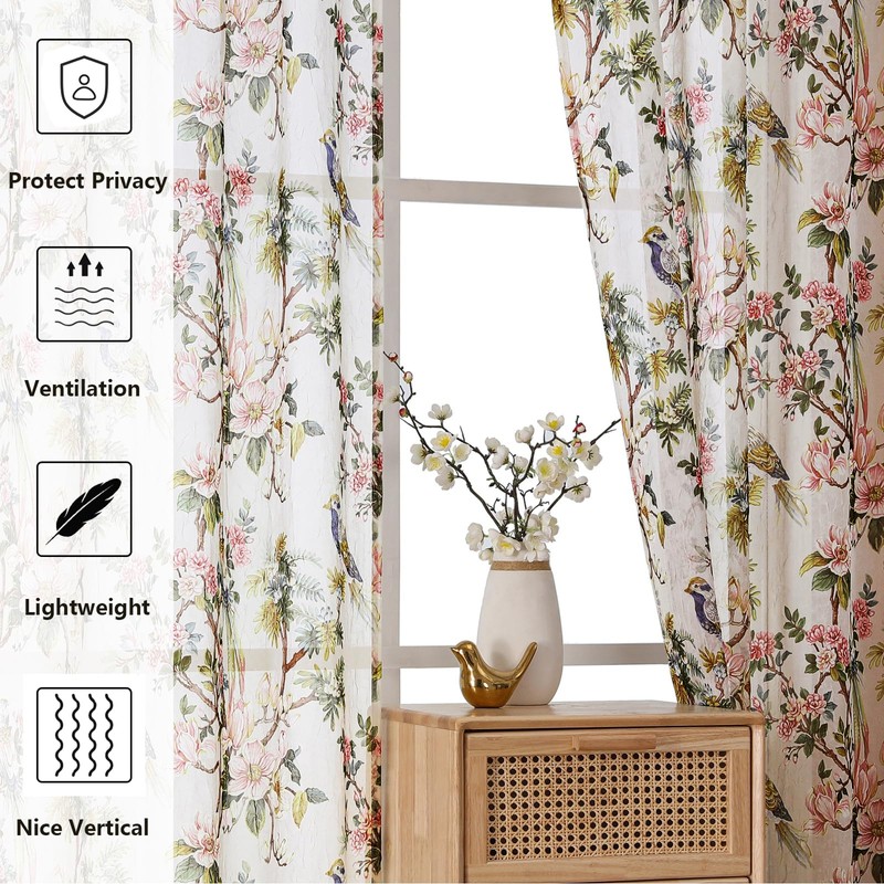 OWENIE 4236S2 - Cortinas transparentes con impresión WLD