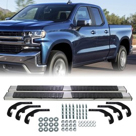 LNZMPART 6" Side Step Running Boards for 2019-2024 Chevy Silverado 1500 Double Cab, for 2020-2024 Silverado 2500HD/3500HD, for 2019-2024 GMC Sierra 1500 Heavy-Duty Stainless Steel Nerf Bars