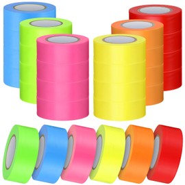 Hoolerry Flagging Tape Assorted Colors, Non Adhesive Marking Tape, Multipurpose Neon Surveyors Tape 1 Inch Wide for Tree Marking, Hunting Trail Tape, Boundaries and Hazardous Areas Marking (24 Pcs)