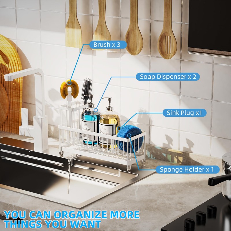 Moforoco Extra Large Kitchen Sink Caddy, Rustproof Sponge Holder for