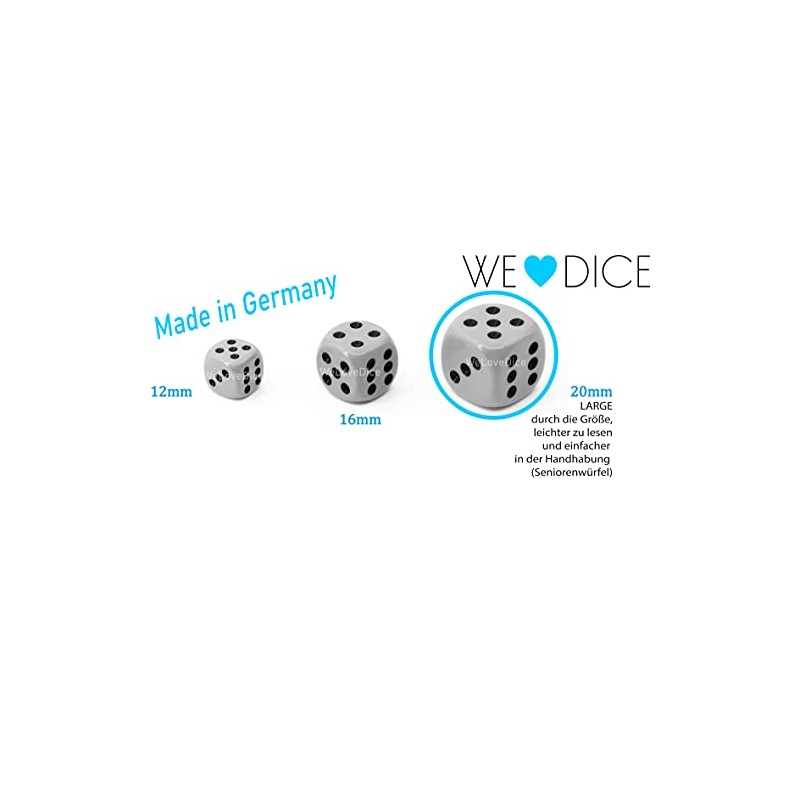 WeLoveBeads XL Dice (20 mm) in Transparent / Black Dots