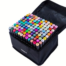 CREATSPARK Alcohol Markers 120 Colors with Base Dual Tip Art Drawing Markers for Anime Sketch Illustrations - Refillable