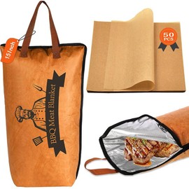 EYUNSTAR BBQ Blanket for Resting Meat - 15 Inch, 5-Layer Insulated Meat Resting Bag with Aluminum Foil and Zipper, Ideal BBQ Accessory for Men’s Birthday Gifts, Picnic, Grilling & Outdoor Parties