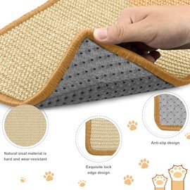 SUPERPAWS Bunny Scratch Pads,Natural Sisal Cat Rabbit Scratching Mat,Small Animal Scratch Pad Rug for Indoor Grinding Claw Sleeping Pad for Guinea Pigs Chinchillas Ferrets (23.6"*15.7",1Pc)
