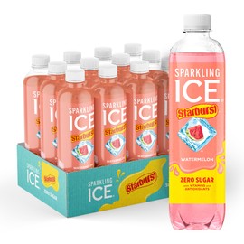 Sparkling Ice STARBURST Watermelon, Zero Sugar Flavored Sparkling Water, with Vitamins and Antioxidants, Low Calorie Beverage, 17 fl oz Bottles (Pack of 12)