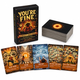 HuanRanYo You're Fine Reality Check Oracle Deck, 54 Dark Humor Oracle Cards for Overthinkers, Sarcastic Self-Awareness Cards for Mental Overload, Burnout, Shadow Work and Modern Life Meltdowns