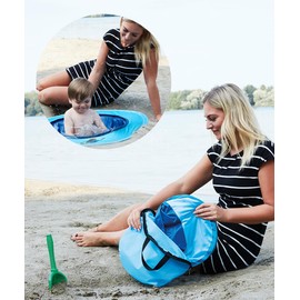 Smart-Planet Pop Up Baby Pool for Beach, Blue, 20 x 50 cm (Seat H x W), to Go Paddling Pool for Toddlers, Beach Pool, Tear-Resistant, Throw Pool with Carry Bag