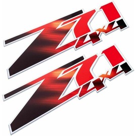2Pc Z71 4x4 Decals Stickers Bed Side Replacement for 2007-2013 Silverado 1500HD 2500 HD (Black Red)